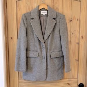 ✨✨ GORGEOUS Single Breasted Blazer Coat Wool Blend Fully Lined Light Gray EUC